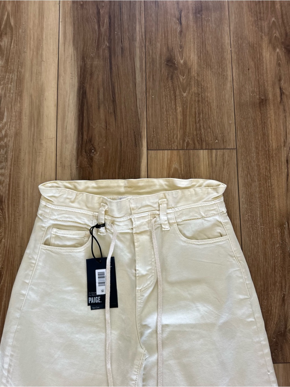 PAIGE women’s carly waistband tie High-Rise Wide Leg Cream jeans size 25 NWT - Picture 3 of 6